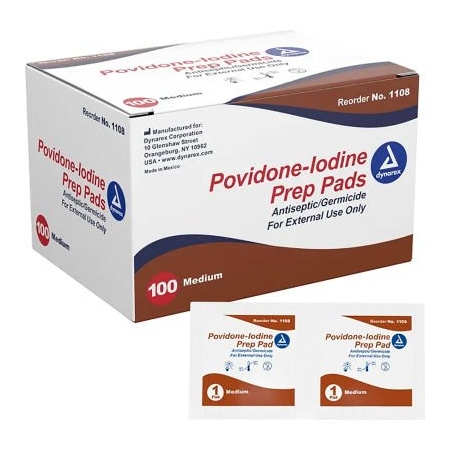 Dynarex Dynarex Povidone Iodine Prep Pad, Medium, 1000 Pcs 1108